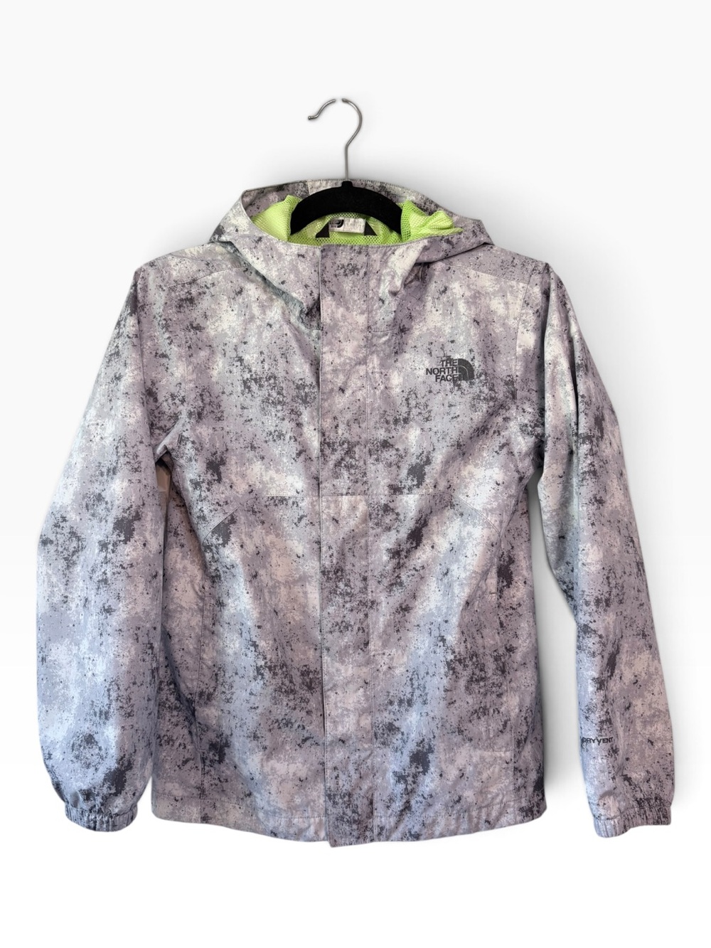 The North Face Boys Dry Vent Waterproof Windproof Jacket Grey Print Size Medium